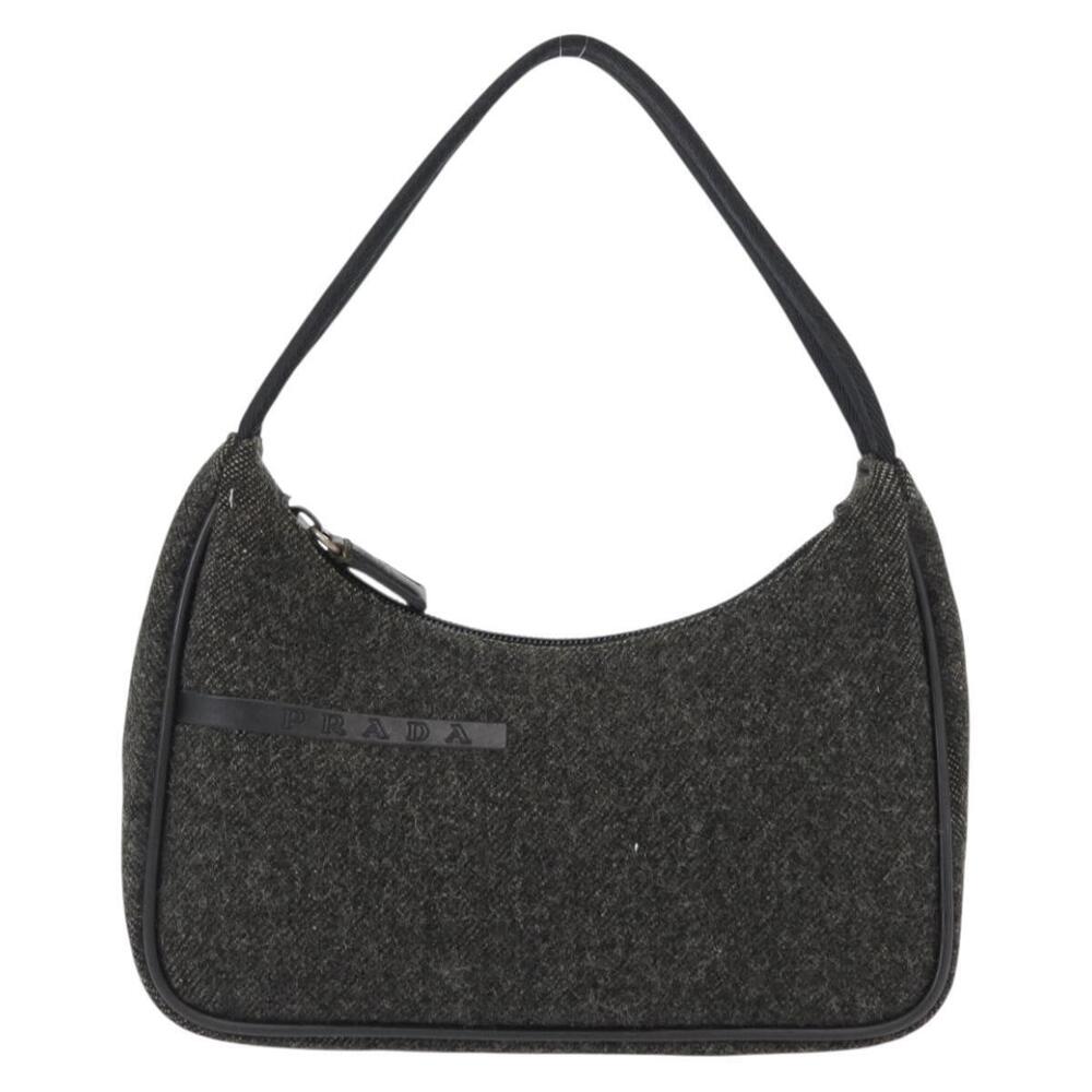 PRADA Sports Hand Bag Wool Gray Silver Auth 155944 - Picture 2 of 16